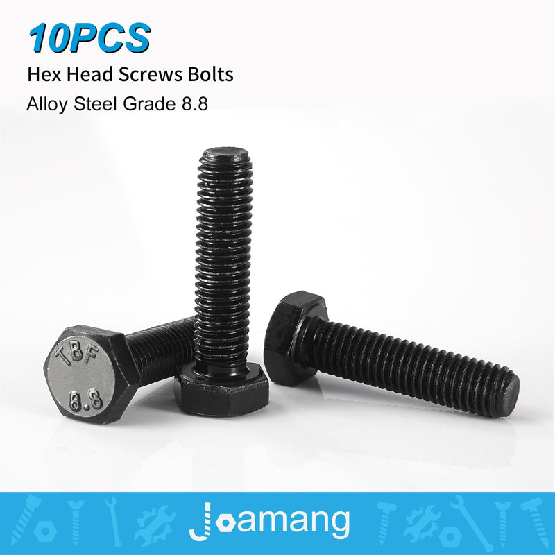 M8 x 50mm 10Pcs Hex Bolts, Hexagon Head Screw, 8.8 Grade Alloy Steel, Black Oxide Finish, Metric Full Machine Thread M8 x 50 mm(10PCS)