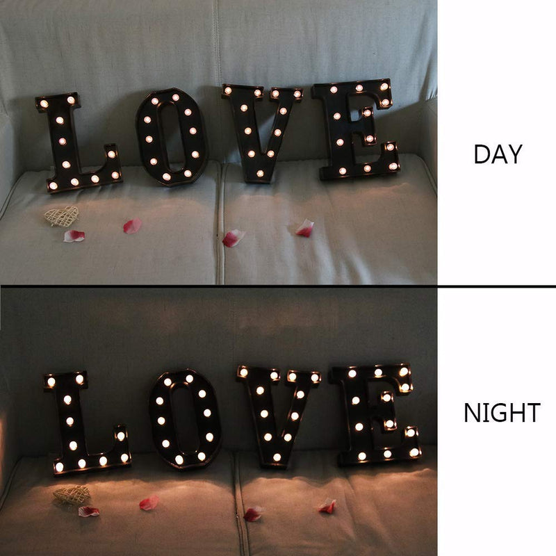 Light Up Black Alphabet Marquee Letters Sign LED Marquee Number Lights Sign for Night Light Home Bar Christmas Lamp Birthday Party Wedding Decoration A Style Letter A