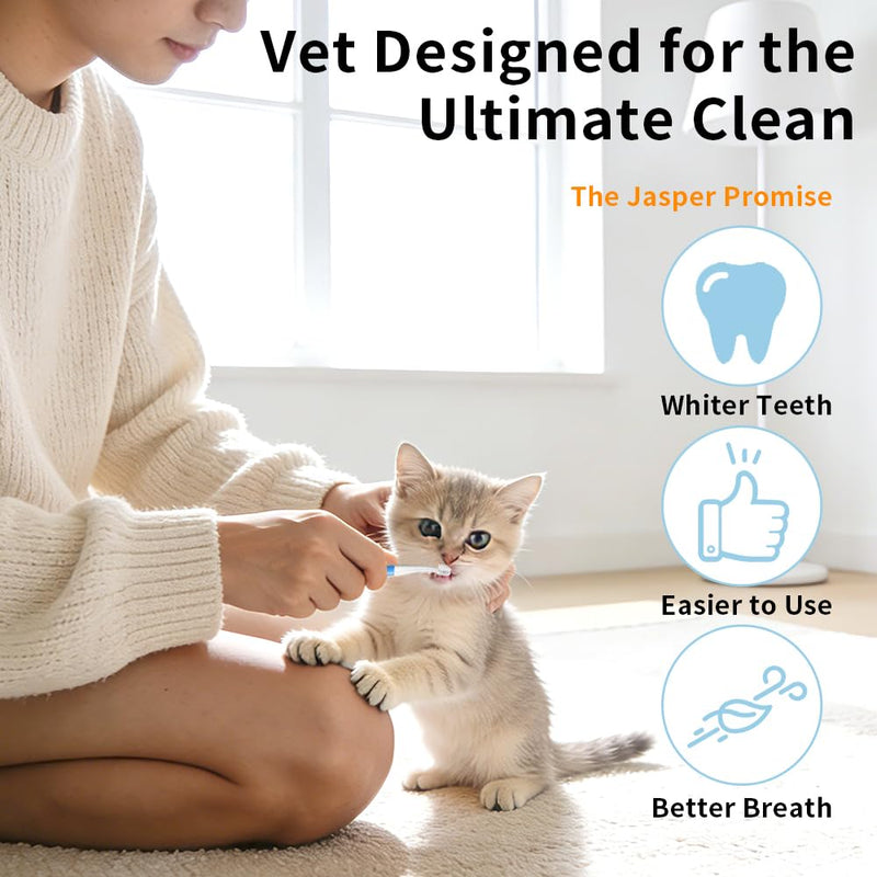 Cat Toothbrush, Cats Toothbrushs Kit with 360 DegreeTooth Brushing Head and Premium Non-Slip Handle, Pet Toothbrush for Cat Dental Care, Soft and Extra Small Toothbrush Designed for Cats