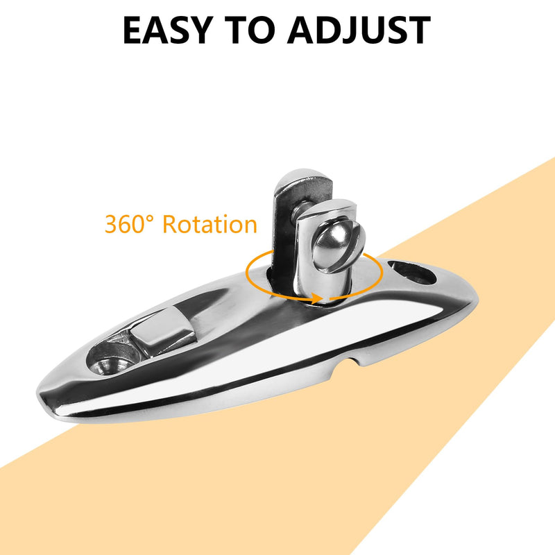 ORLANG 2Pack Boat Bimini Top Swivel Hinge, 316 Stainless Steel Deck Side Mount Quick Release Hinge, 360 Degree Rotation Marine Bimini Top Hardware with Screws for Boat Yacht,Pontoon Boat