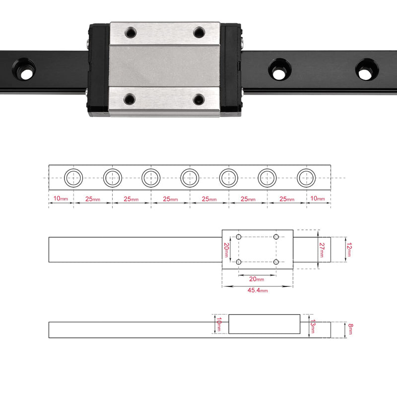 MGN12H 150mm Linear Rail 5.9'' with MGN12H Steel Carriage Block for DIY 3D Printer and Machines Rail + MGN12H Carriage block