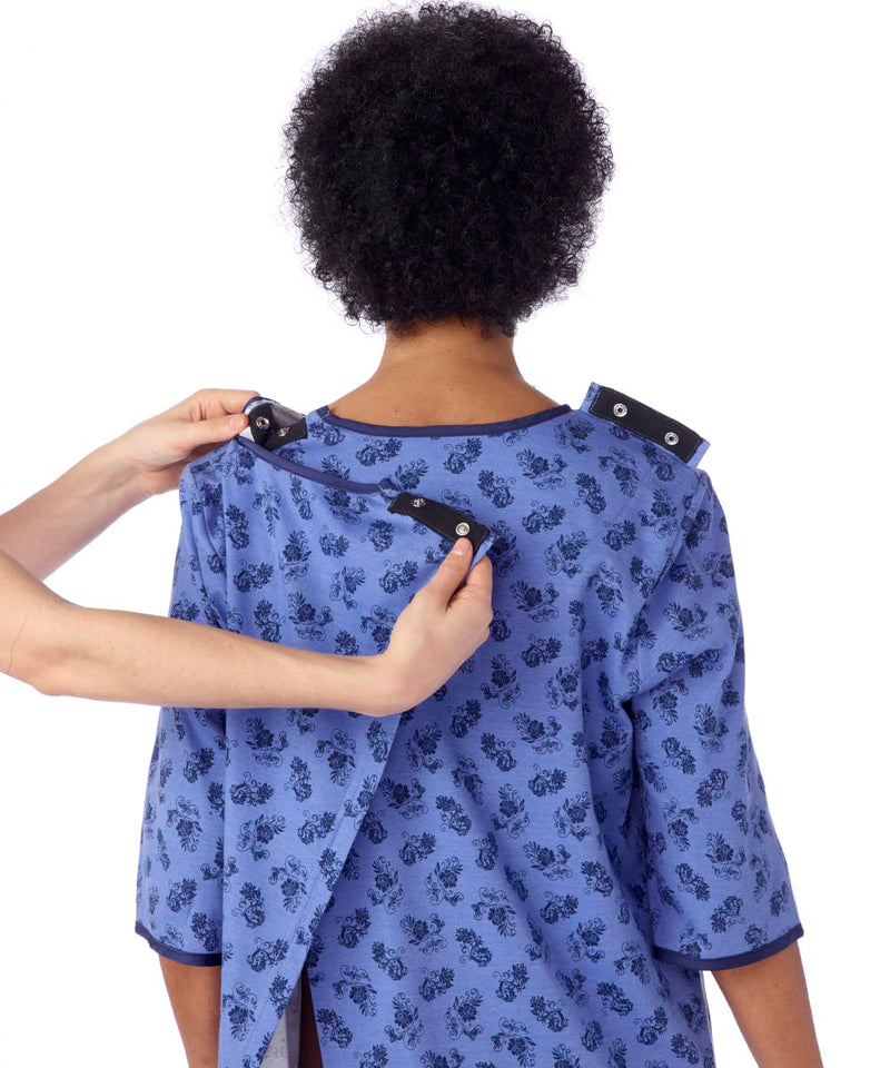 Silverts Open-Back Hospital Gowns for Women – Comfortable, Dignified, Easy Dressing for Seniors & Patients - 2/3 Sleeve Small Sweet Flower