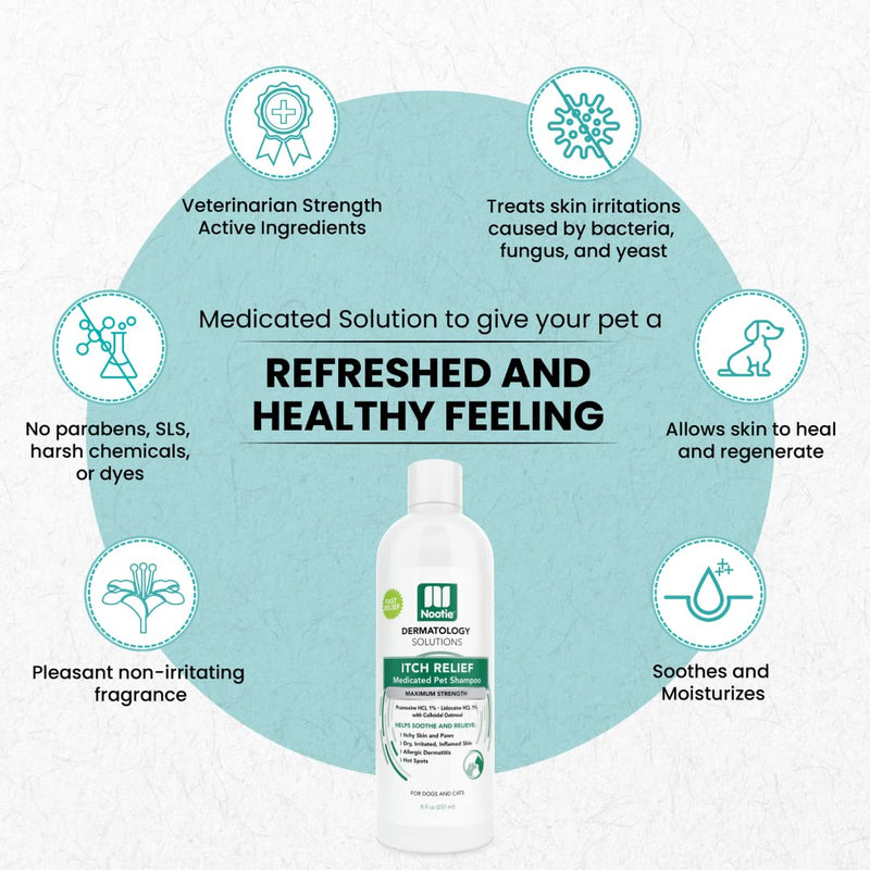 Nootie Itch Relief Shampoo for Dogs and Cats, Relieves Itchy Skin Medicated Pet Shampoo, Sold in over 10,000 Vet Clinics and Pet Stores Worldwide, 8 oz - PawsPlanet Australia