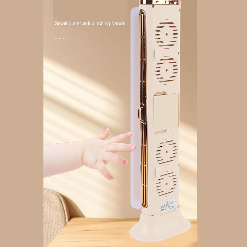 Fockety Portable Desk Fan, USB Rechargeable Powerful Wind Space Saving Small Tower Fan Bedroom Bladeless Desk Fan Desk Tower Fan Desk Table Fan for Bedroom Home Office Desktop (Cream Cream White