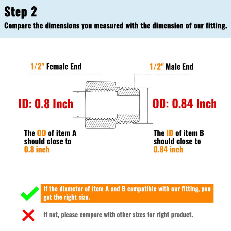 SUNGATOR Brass Pipe Fitting, 1/2" NPT Male Pipe x 1/2" NPT Female Pipe Brass Fitting Adapter, 1/2 Inch Male to 1/2 Inch Female Pipe Fitting Adapter, 1/2'' NPT Brass Pipe Extension Fittings, Pack of 4 1/2" Male x 1/2" Female