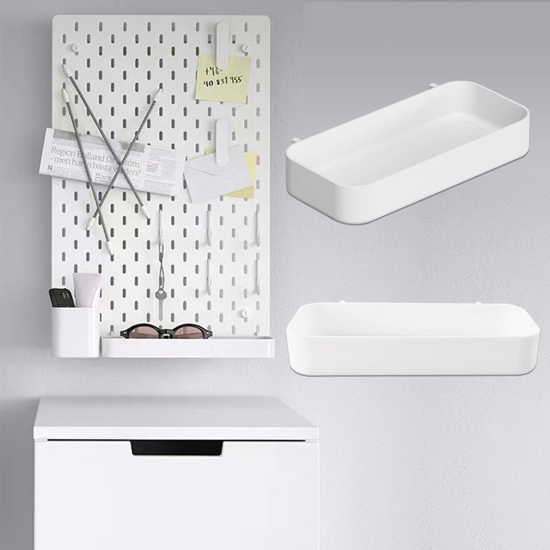 Chris.W 2Pack Pegboard Trays Pegboard Shelf White Pegboard Bins Pegboard Box Pegboard Spice Holder(7.5"x 3.5"x 1.2")- Compatible with IKEA Skadis Pegboard 2pcs Pegboard Shelves