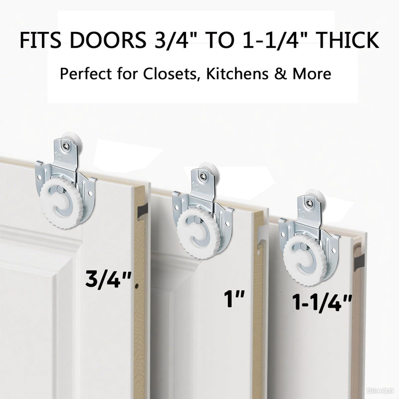 12 Pcs Sliding Closet Door Hardware Closet Sliding Door Wardrobe Cabinet Door Hangers Knob Adjustable Hooks with 24 Screws Closet Door Rollers 12