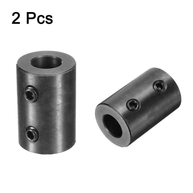 uxcell 2pcs Shaft Coupling 1/2" Bore, 1" OD, 1-1/2" Length, Black Oxide Plated Steel Rigid Coupling, Motor Wheel Coupler, (2 Set Screws)