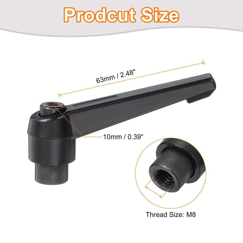 uxcell 1Pcs M8 Adjustable Knobs Handle Female Thread Push Button Ratchet Quick Release Locking Rotating Bolt for Lathe Machinery, Black