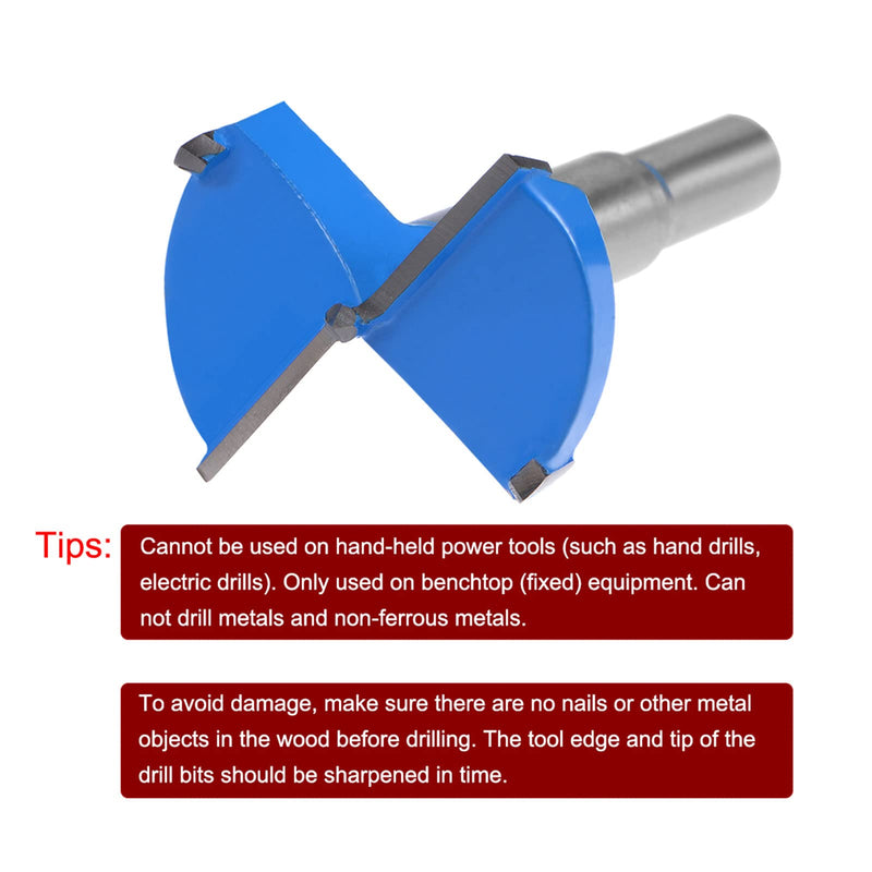 uxcell 80mm & 95mm Forstner Drill Bits Set, Tungsten Carbide Wood Hole Saw Auger Opener, Woodworking Hinge Hole Drilling Boring Bit Cutter (Blue, Gray)