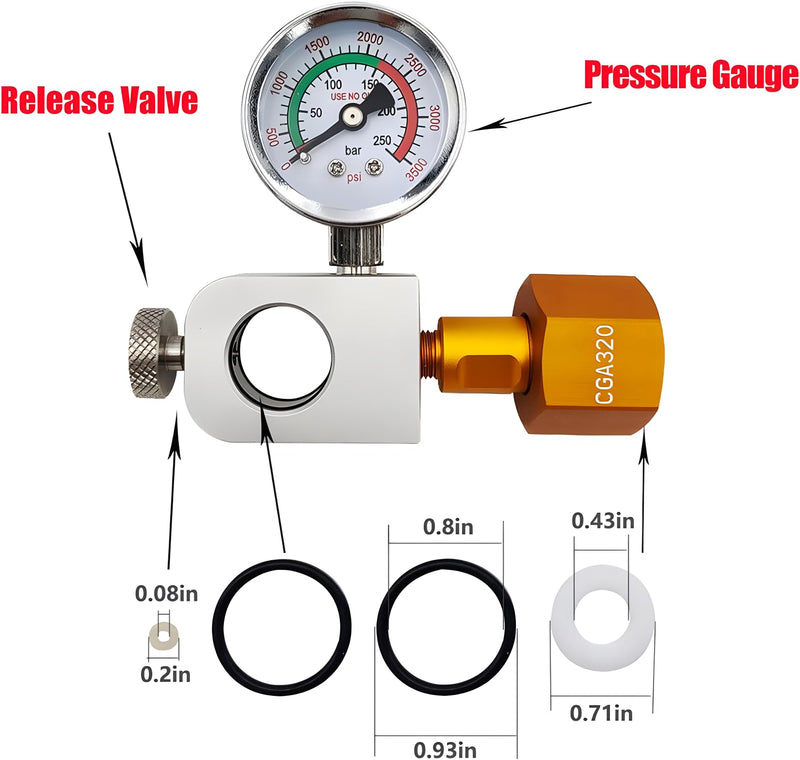 Soda Co2 Refill Adapter with Big Pressure Gauge for Pink Co2 Cylinder,Soda Co2 Exchange Carbonator Fill Station Compatible with DUO Terra Art Soda Co2 Tank