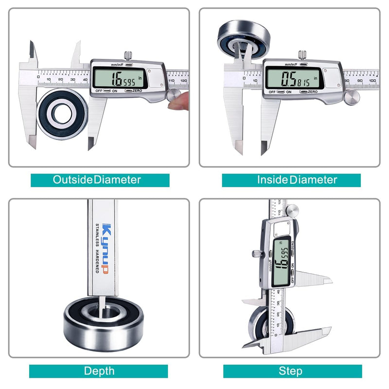 Kynup Digital Caliper 8 inch, Caliper Measuring Tool, Joint Calipers, Vernier Caliper, Stainless Steel, Full Turn Off, Switch from Inch Metric Fraction, Micrometer Digital for Household, DIY(200MM) KY-21S-3