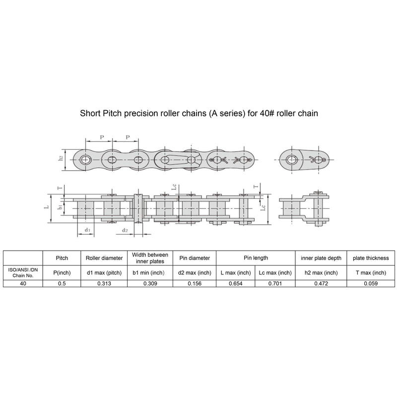 #40 Roller Chain Sprocket Type B 5/8 inch Bore 12 Tooth, Hardened Antirust 1045 Steel Drive Sprockets 40B12-5/8