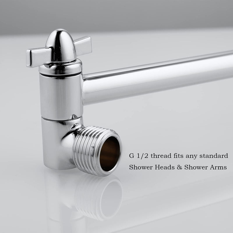 Shower Head Extension Arm, Anti-Leak Solid Brass Adjustable Shower Arm Extender for Rain & Handheld Shower Head, Shower Arm with G1/2 Universal Connector (5 Inch, Chrome) 5 Inch