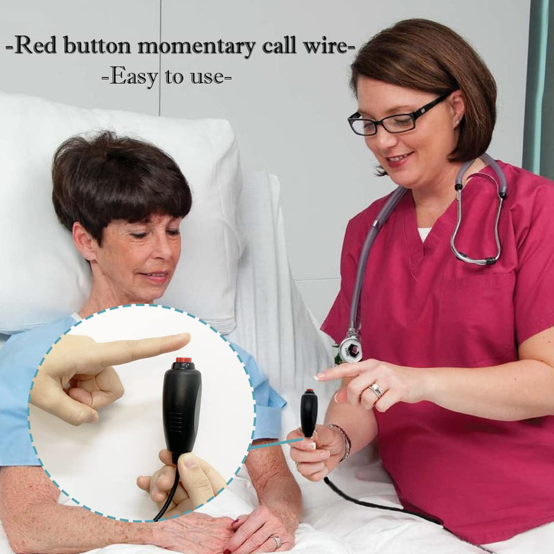 Replacement Nurse Call Cord, Red Button Momentary Call Cable for Nurse Station, 6.35mm Plug, 7 Feet, Black (1 PCS)