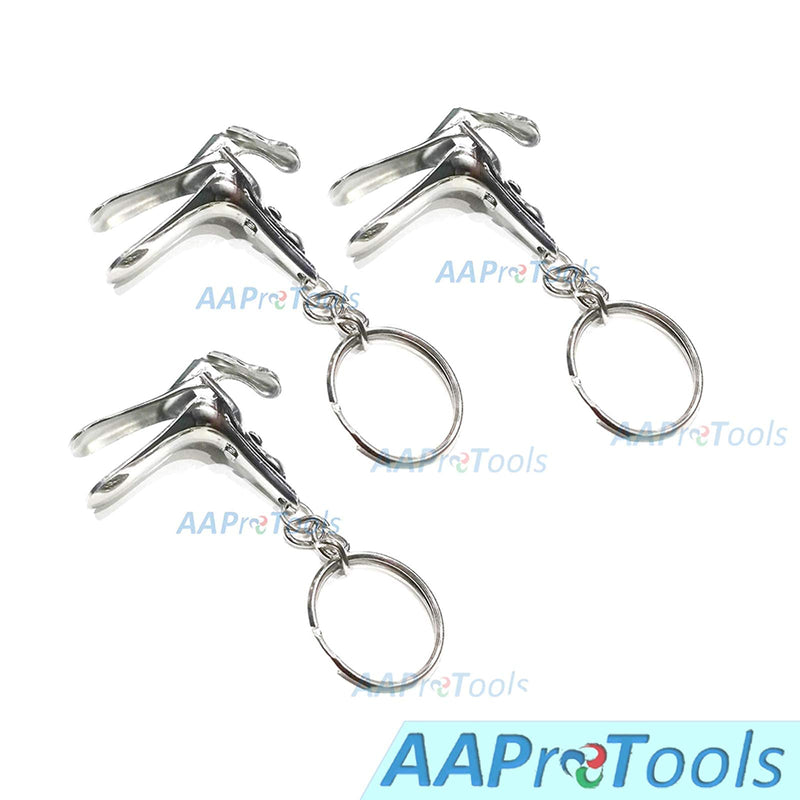 AAProTools 3 Pcs Speculum Keychain Stainless Steel - Gift for Doctor & Midwife