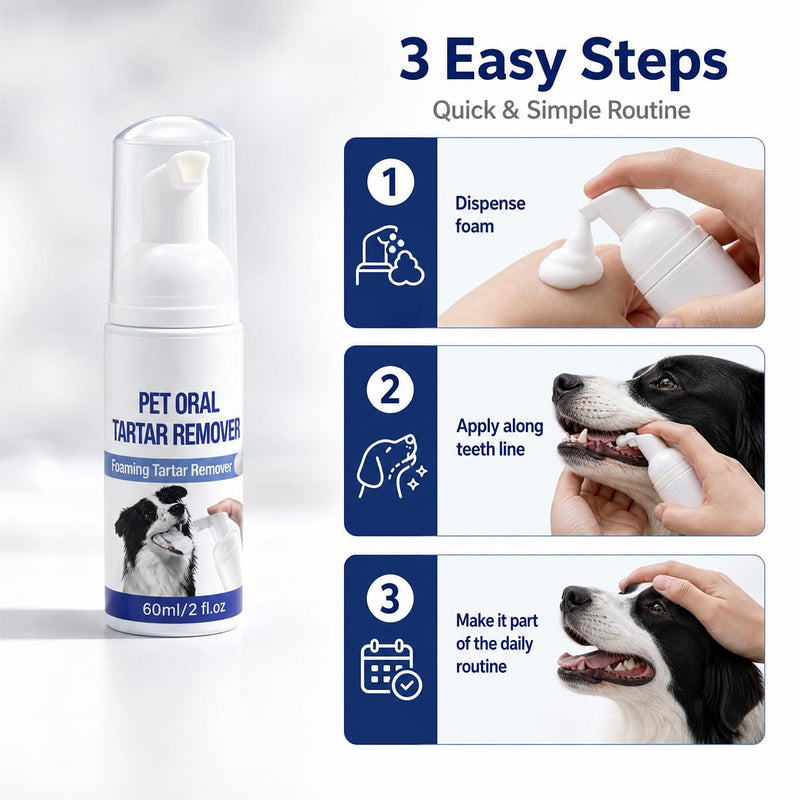 Pet Dental Tartar Remover Spray, Pet Mouth Cleaning Spray for Daily Use, Fresh Breath Grooming Spray for Pets, Convenient No-Brush Formula, 2 Pack