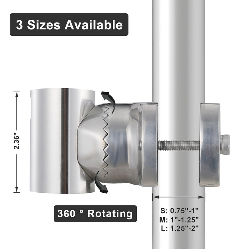 Anti-Rust 316 Stainless Steel Rail Mount for Starlink Gen2 Antenna - Compatible with Boat, Yacht, RV, Roof Rack & Railing Pipe (2.4" Height, 3/4" - 1" O.D.) 3/4" - 1"O.D. 2.4" Height