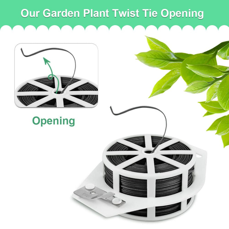 Shintop 328 Feet Garden Plant Twist Tie with Cutter for Gardening, Home, Office (Black) Black