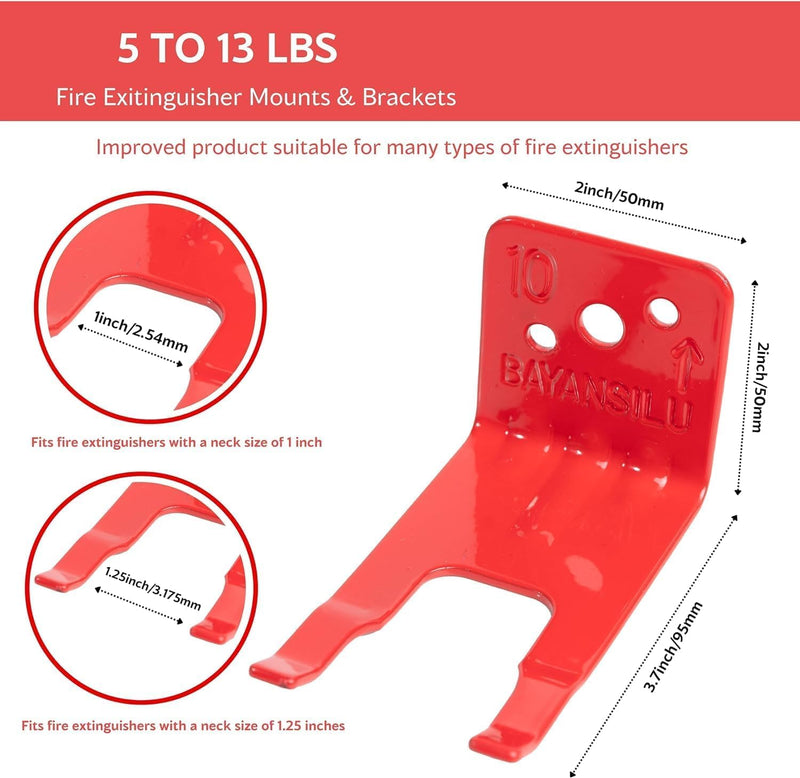 Universal Fire Extinguisher Bracket, Fire Extinguisher Mounts & Brackets is Fits Extinguishers from 5 to 15 lbs, Slot Diameter 1 to 1.25 Inches, Holder for Dry Chemical and Water Extinguishers. (2) 2