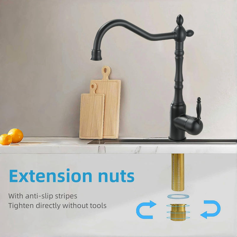 Faucet Nipple with Locking Nut and Washers 6 inch Extra Length Shank Nuts Faucet Tap Extension Threaded Pipe Mounting Hardware Part 15cm 6INCH
