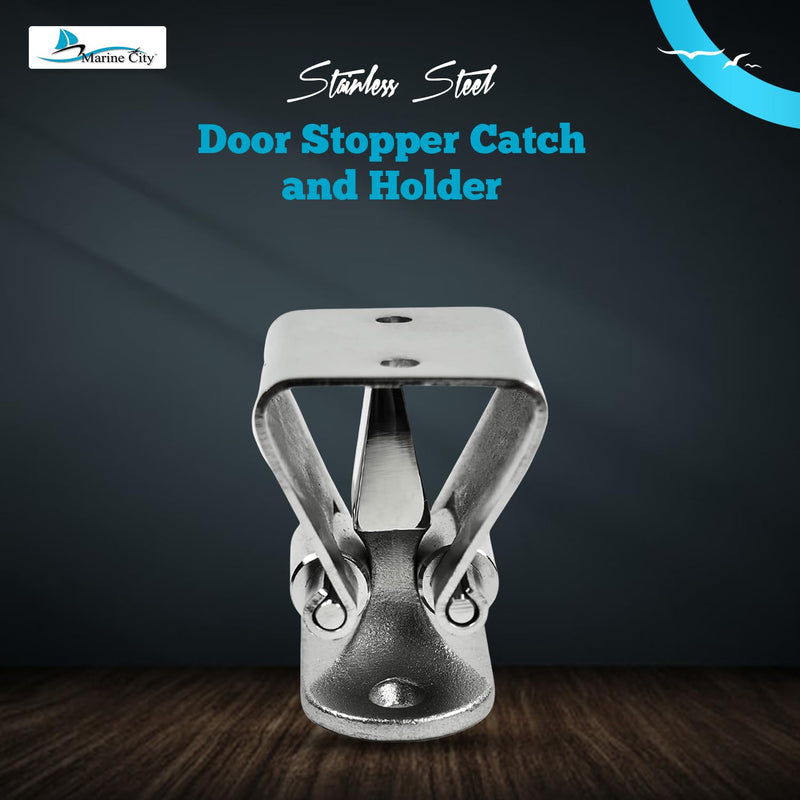 MARINE CITY Door Stopper Catch and Holder, Heavy-Duty Stainless Steel, Rust-Resistant, Ideal for Boats, RVs, Marine Use, Doors, Cabinets and Hatches 1-1/2 inches