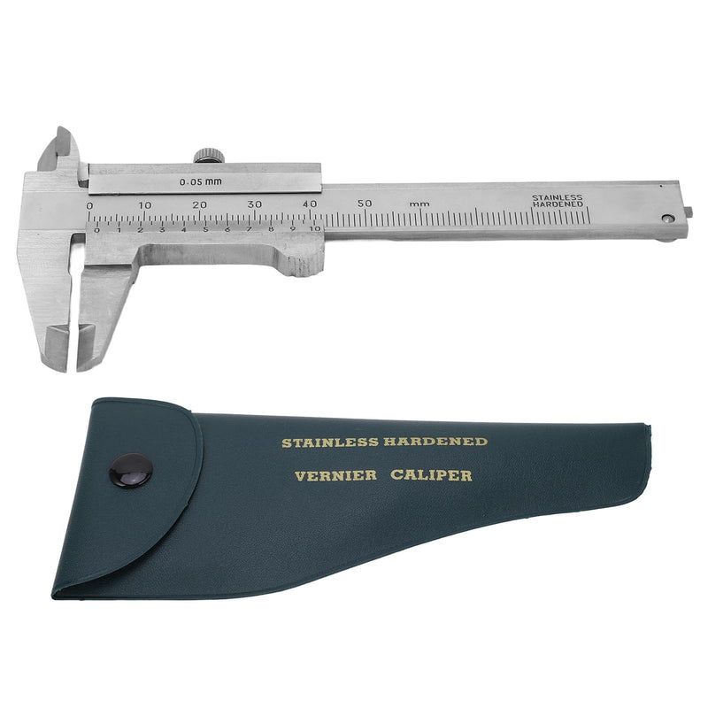 Vernier Caliper, 3" Stainless Steel Caliper Measuring Tool,0‑50mm Manual Micrometer with Storage Bag for Mechanical Tools