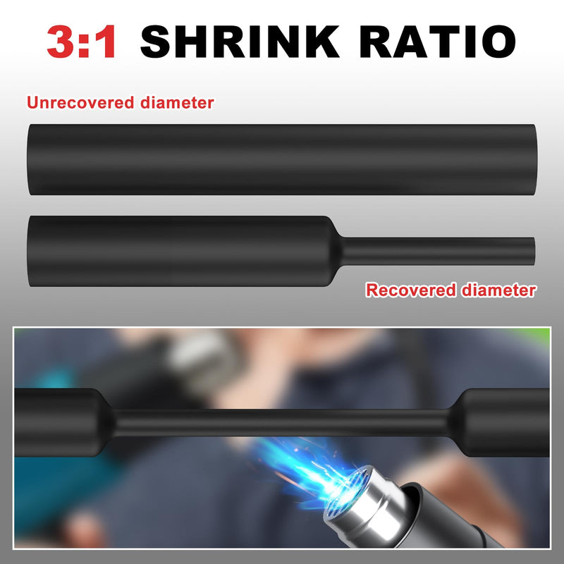 3:1 Adhesive Lined Heat Shrink Tubing Roll, Marine Grade Waterproof Dual Wall Heat Shrink Tube, Industrial Electrical Wire Insulation & Automotive Wire Repair – Black (1-1/2", 32 FT) 1.5 Inch 32 Feet