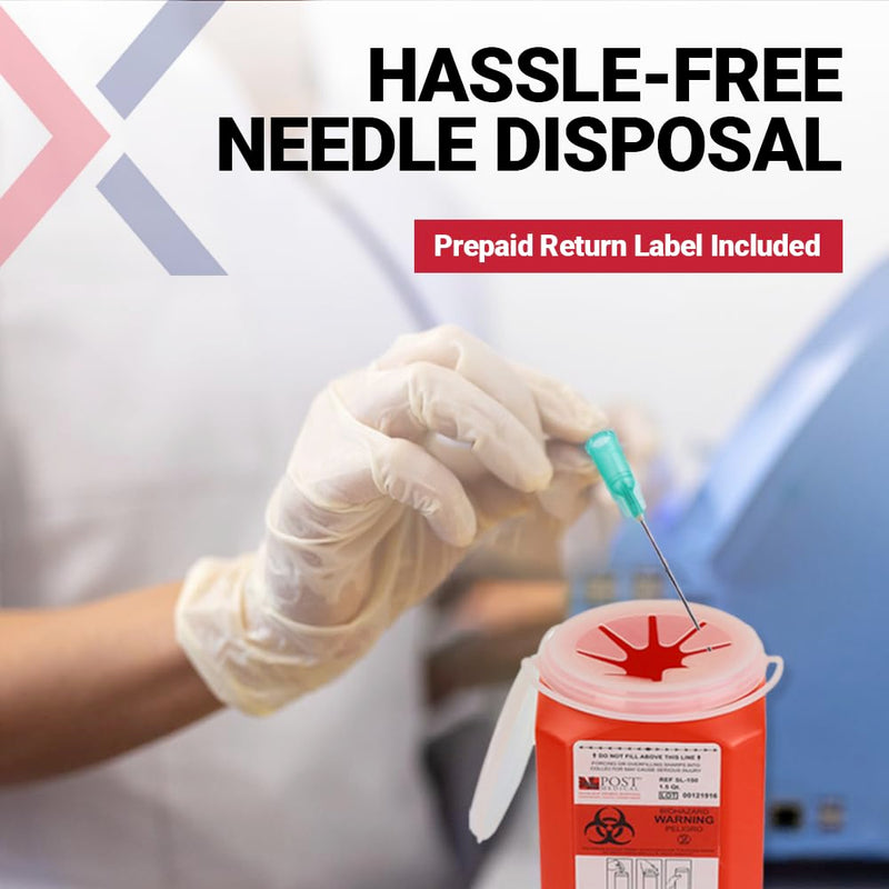 1.5qt (1PK) Mail-in Take Back Sharps Containers with Destruction Services for Safe & Environmentally-Responsible Needle Disposal | Home, Personal, Travel, and Professional Use 1.5qt (1PK)