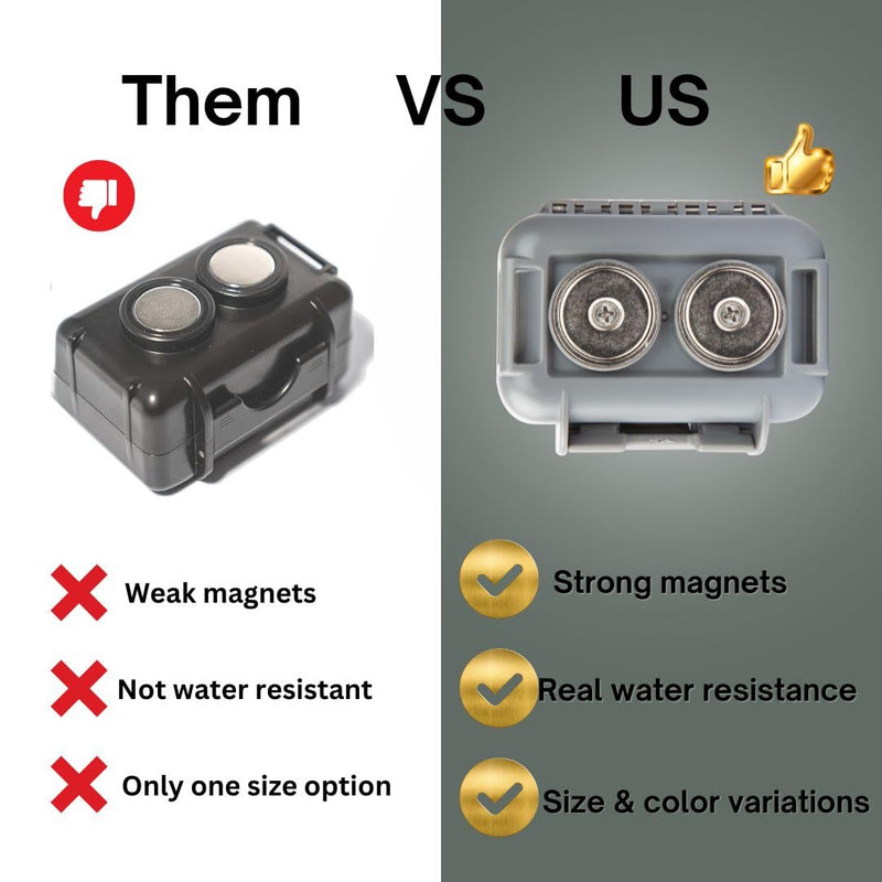 Hide a Key Outside with our Magnetic Box, Our Waterproof Air-Tight Magnetic Key Box for Under Car Stays Secure with 2 Strong Neodymium Magnets Extra Large Grey