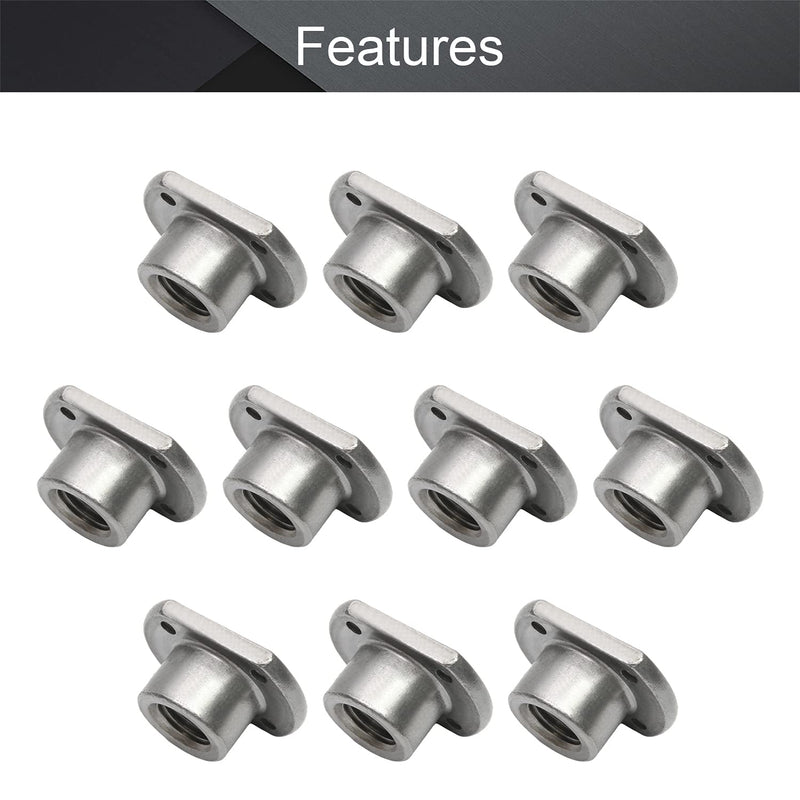 MroMax Weld Nuts,M10 Tab Base UNC Carbon Steel Machine Screw 4 Projection Silver 10Pcs M10 Four-point welding 10