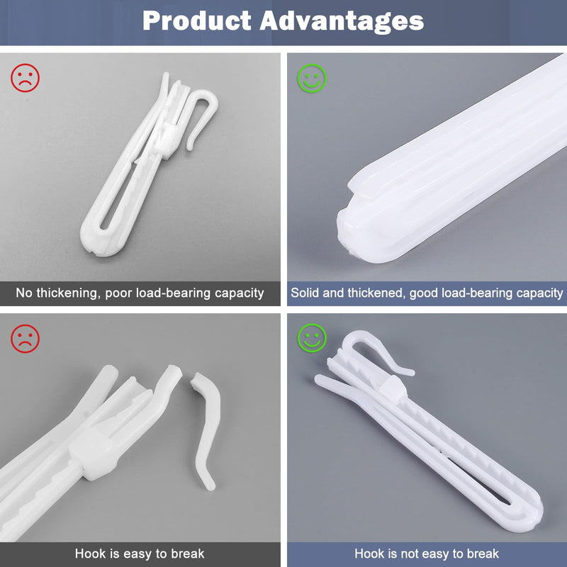 50 Pcs Plastic Curtain Hooks,Adjustable Pinch Pleat Hooks,Curtain Hooks for Drapes,Drapery Hooks for Pleated Drapes Curtain Pins for Window Curtain Shower Curtain Door Curtain （85mm/3.35 Inch） 50