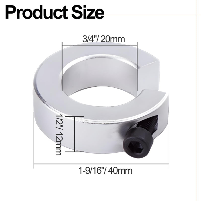 Hordion 4pcs SBR20 Linear Rail Shaft Stop Collars, Aluminum Alloy Shaft Limit Fixing Rings CNC Parts with Set Screw, Bore 20mm, OD 40mm, Thickness 12mm 20mm Bore Size 4pcs Ring Stopper