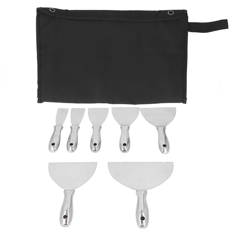 7-Piece Stainless Steel Putty Knife Set, 1.5-8 inch Blades, Paint Scraper Kit with Storage Bag