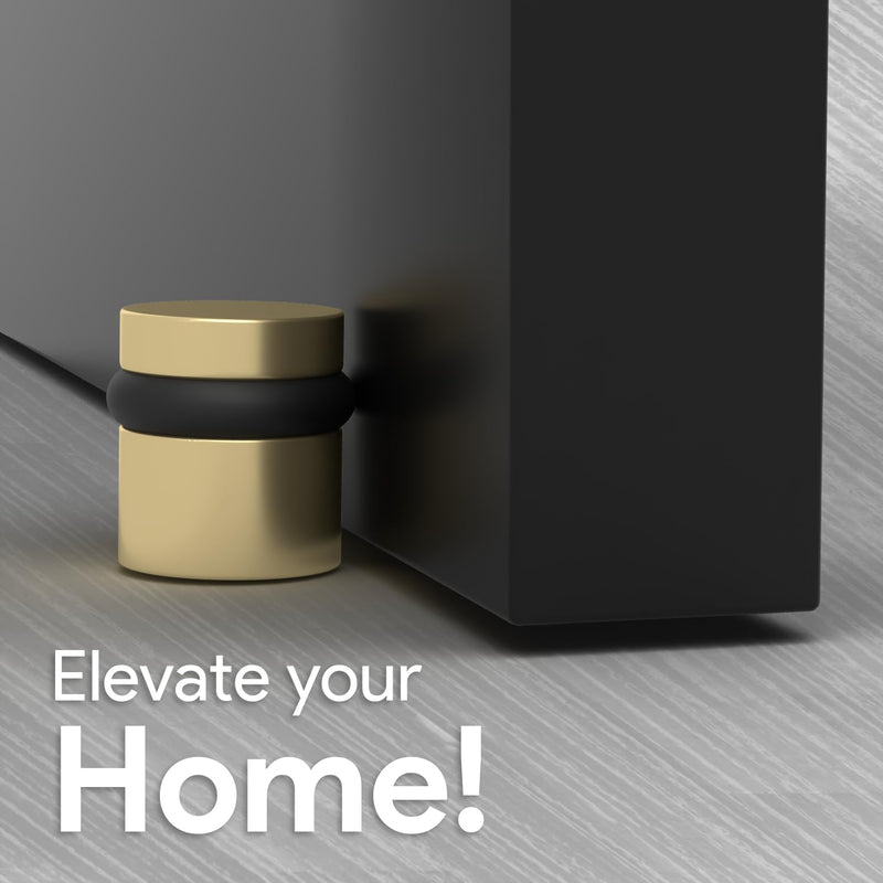 MEGA HANDLES Floor Door Stopper - Gold Door Stopper Quickly Installed Wall Protector, Wall Protectors from Door Knobs, Door Stop Floor Mount with mounting Hardware Included - Satin Brass - 1.5 Inch