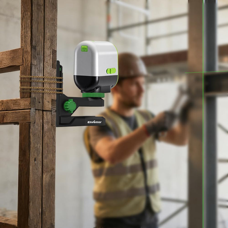 Enventor Fine-tuning Bracket for Laser Level, 1/4"-20 Male Threaded L-Shape Magnetic Pivoting Adapter for Wall & Ceiling Mounted, 360° Adjustable Support, Height Adjustment