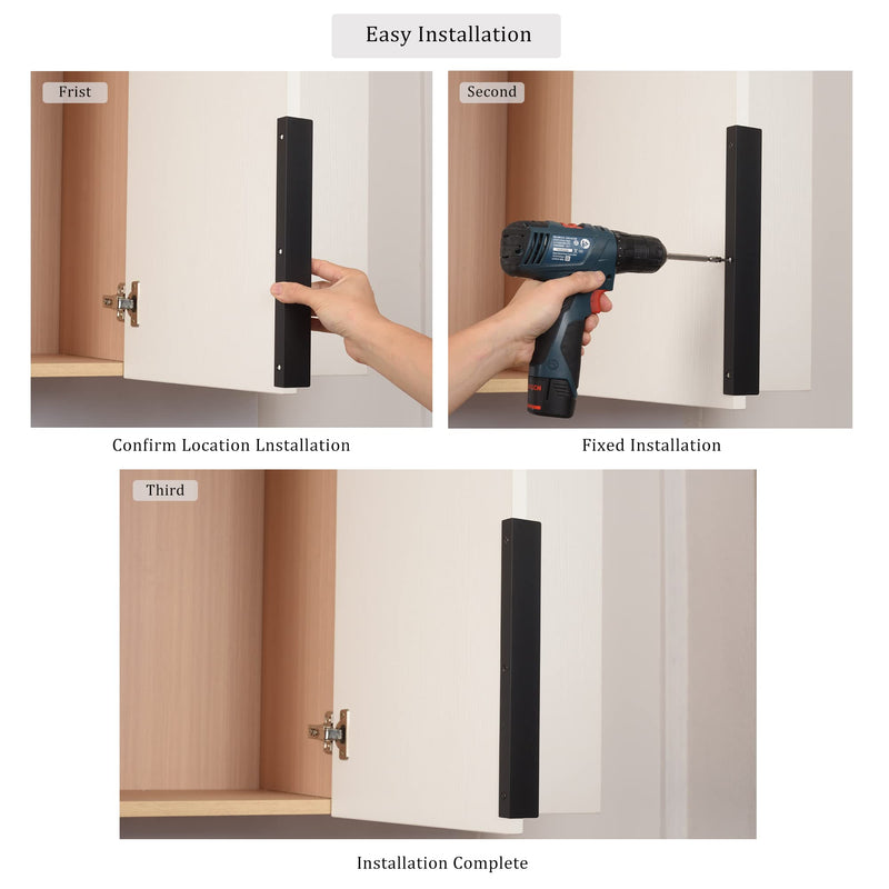 Satanga Edge Black Finger Pull for cabinets Kitchen Concealed Drawer pulls Aluminum Flat Hidden Back Mount Door Handle for Home 10Pack Modern 6.3" Hole Center Easy Installation 6.3" Hole Center 7.87" Overall Length Matte Black 10