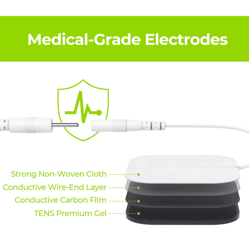 AUVON TENS Unit Replacement Pads Combination Set, 20 Packs Multiple Sizes Electrodes for TENS Unit, Reusable and Latex Free Pigtail TENS Pads for Multiple Pain Relief, 2mm Connector A White