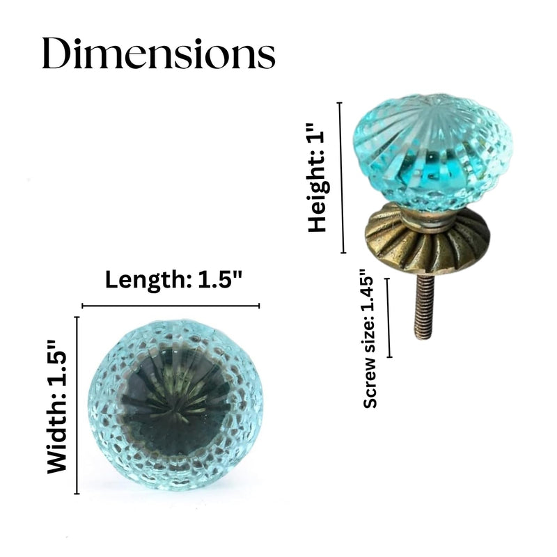 Perilla Home Set of 6 Knobs Glass Cassandra Knob Modern Decorative Glass Knobs for Home Decor, Kitchen, Cabinet, Hardware, Cupboard, Door, Dresser, Wardrobe and Drawer Pulls Aqua Blue Aqua Blue - Cassandra