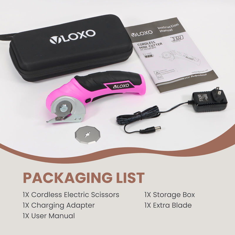VLOXO Cordless Electric Scissors Electric Box Cutter for Cardboard Pink