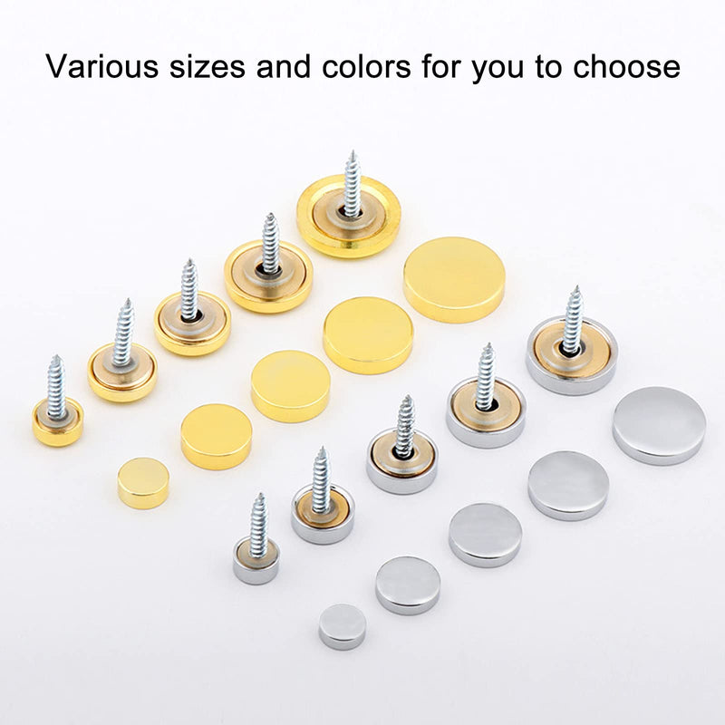 Mirror Screws Decorative Cover Cap Nails for Sign Advertising Fasteners, Polished Brass Gold, 12mm 8pcs