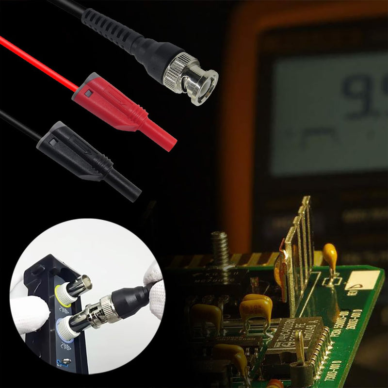 Coaxial Cable BNC Male to Dual 4mm Banana Plug Stackable Test Lead Probe for Oscilloscope,120CM