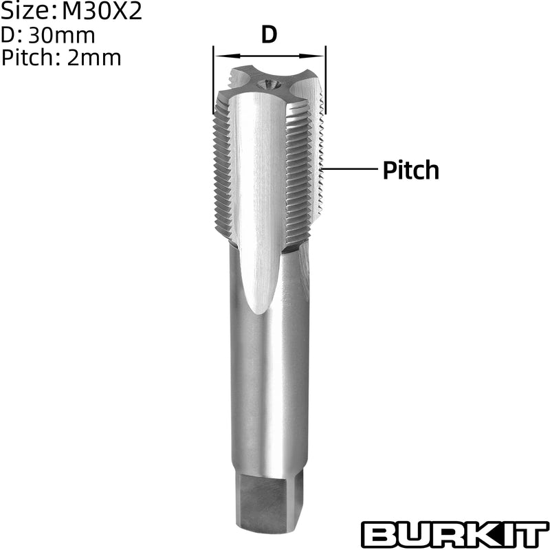 Burkit M30 X 2 Thread Tap Right Hand, HSS M30 x 2.0 Straight Fluted Machine Tap