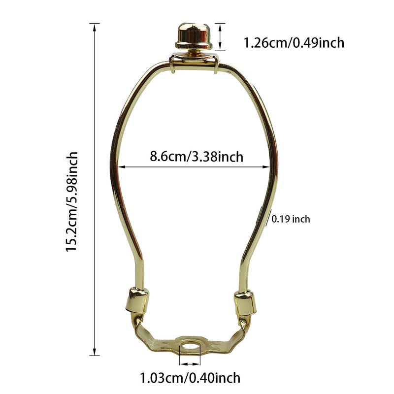 6 Inch Lamp Harp Set Detachable Heavy Duty Metal Lampshade Bracket with Polished Brass Finish Standard Saddle Base and Lamp Finials for Table and Floor Lamps 2 Pack 6 Inch-Polished Brass-2 Pack