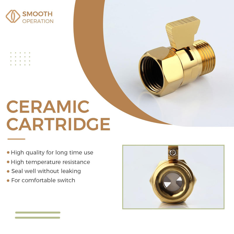 Aomasi Shower Flow Control Valve, Brass Water Restrictor for Shower Head, Titanium Gold