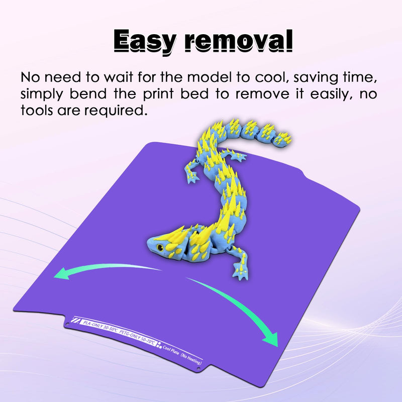 Cool Build Plate for FLASHFORGE Creator 5/Creator 5 Pro No Heating No Glue Purple Cold Low Temperature Double Sided Smooth PEI Sheet Flexible Spring Steel Plate Removable Platform