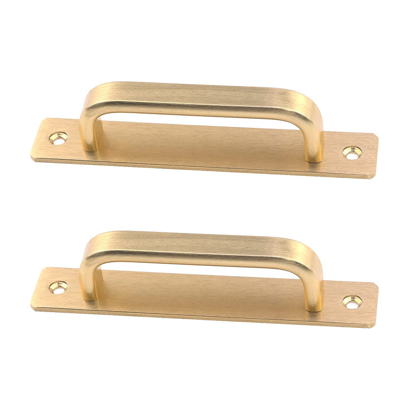 Semetall 5.79" Heavy Duty Antique Barn Door Handles Pull and Flush Hardware for Gate,Garage,Shed,2 Pack,5.04" Hole Center,Gold 128mm/5.04" hole center Gold