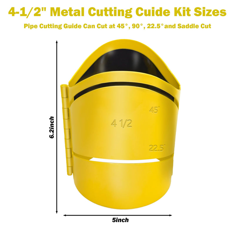Metal Cutting Guide Kit 4-1/2 inch Pro Pipe Cutting Guide Cuts at 45°, 90°, 22.5°and saddle cut, Cut Pipe Saddle Template Cutting Guide