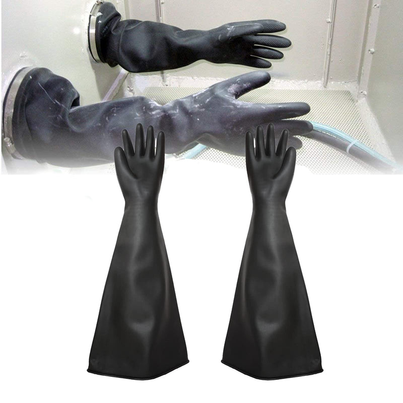Heavy Duty Sandblasting Gloves 27.5" Rubber Gloves for Sandblaster Protective Safety Work Black Striped