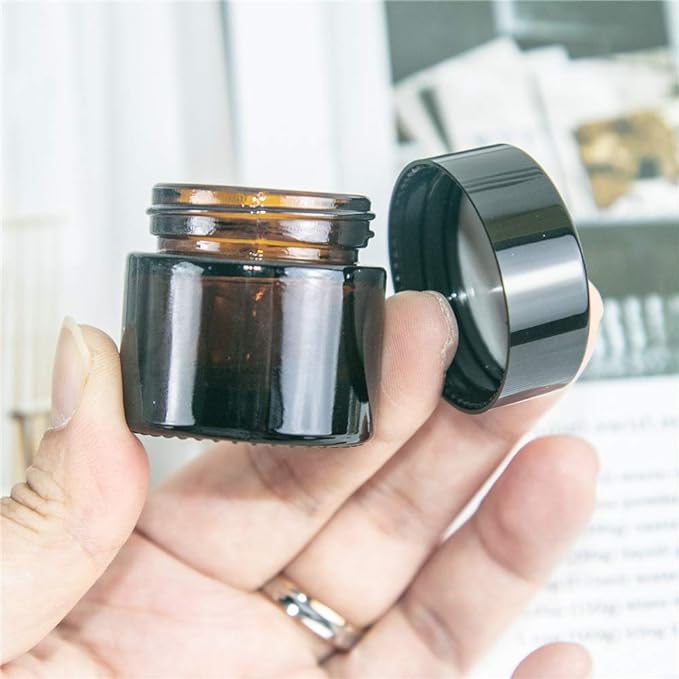 Use 10 amber round glass cans, lining and black lid to store your cosmetics, such as eye shadow, eye cream, emulsion, powder, cosmetic containers, 10 ml - NewNest Australia